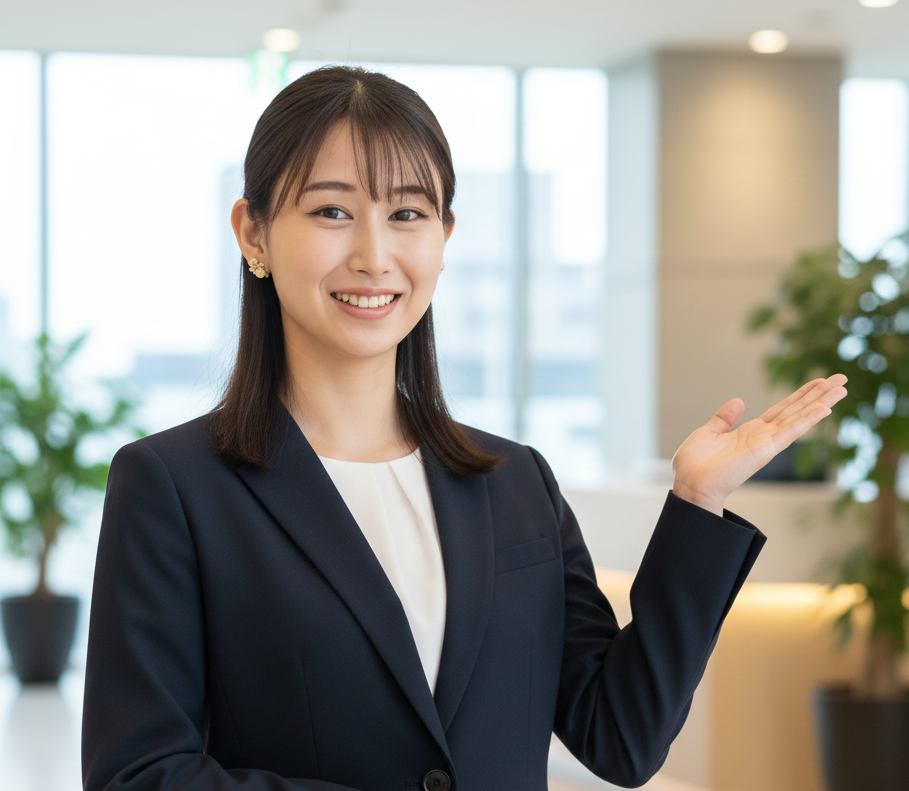 案内している女性画像